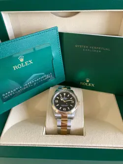 ROLEX EXPLORER 124273 GOLD AND SILVER OYSTER BRACELET WITH GOLD BEZEL