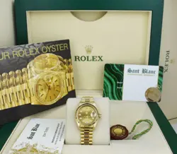 ROLEX LADIES 18KT GOLD PRESIDENT CHAMPAGNE DIAMOND 69178 SANT BLANC