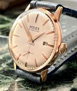 VTG ROLEX MARCONI SILVER DIAL 18Kts GOLD PLATED CASE CIRCA 1930 APROX