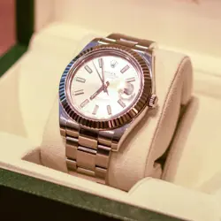 ROLEX DATEJUST II 116334 - 41MM STEEL & WHITE GOLD - FLUTED BEZEL - SILVER DIAL