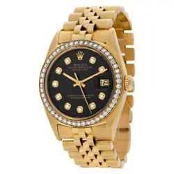 ROLEX MENS DATEJUST FACTORY DIAL + 2.0 CT DIAMOND BEZEL 18K YELLOW GOLD/SS WATCH