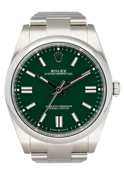 ROLEX OYSTER PERPETUAL 124300 GREEN DIAL MENS WATCH BOX PAPERS