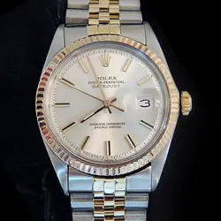 ROLEX DATEJUST MENS 2TONE 14K GOLD & STAINLESS STEEL SILVER JUBILEE BAND 1601