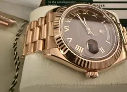 ROLEX DAY-DATE 41MM 18K ROSE GOLD ROMAN CHOCOLATE DIAL PRESIDENT WATCH 218235