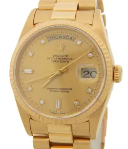 MENS ROLEX SOLID 18K GOLD DAY-DATE PRESIDENT WATCH FACTORY DIAMOND DIAL 18238