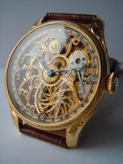 Vintage Watch Skeleton Men Wristwatch ROLEX Movement