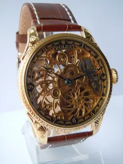 Vintage Watch Skeleton Men Wristwatch ROLEX Movement