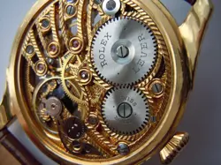 Vintage Watch Skeleton Men Wristwatch ROLEX Movement