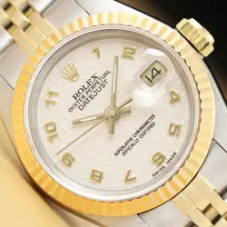 ROLEX DATEJUST 69173 CREAM ARABIC JUBILEE DIAL 18K YELLOW GOLD SS TWO TONE WATCH