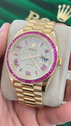 Rolex Day-Date 40 228238 18K Yellow Gold Custom Bezel and Diamond Dial