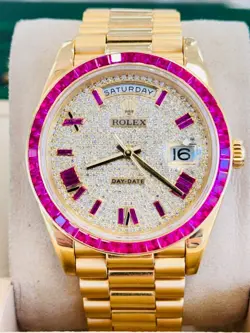 Rolex Day-Date 40 228238 18K Yellow Gold Custom Bezel and Diamond Dial
