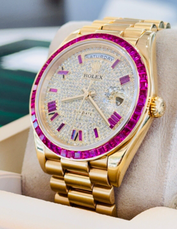 Rolex Day-Date 40 228238 18K Yellow Gold Custom Bezel and Diamond Dial