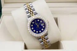 ROLEX DATEJUST 26MM CUSTOM 2CT DIAMOND BEZEL & CUSTOM BLUE MOP DIAL