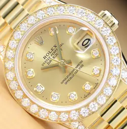 ROLEX LADIES DATEJUST PRESIDENT DIAMOND DIAL BEZEL LUGS 18K YELLOW GOLD WATCH