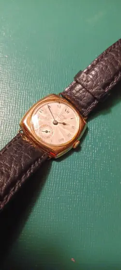 VINTAGE ROLEX MENS WATCH 9C GOLD BY DUNKLINGS RARE SERVICED CUSHION CASE AWESOME