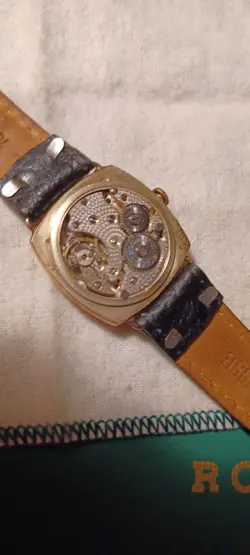 VINTAGE ROLEX MENS WATCH 9C GOLD BY DUNKLINGS RARE SERVICED CUSHION CASE AWESOME