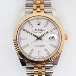 2020'S ROLEX 126333 DATEJUST 41 STEEL 18K YELLOW GOLD WHITE DIAL JUBILEE WATCH