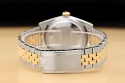 ROLEX MENS DATEJUST 14K YELLOW GOLD STEEL CHAMPAGNE WATCH w/ FOLDED BRACELET