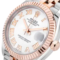ROLEX DATEJUST 31 WATCH 31MM WHITE ROMAN NUMERALS DIAL ROSE GOLD
