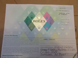 100% ORIGINAL ROLEX 179178 GUARANTEE PAPER SERIAL P