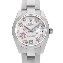 ROLEX DATEJUST 178240 SILVER FLOWER 6 ARABIA 3 ROW OYSTER BRACELET G NUMBER ...