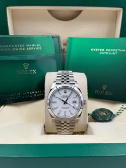 ROLEX DATE JUST 41MM SMOOTH WHITE INDEX DIAL JUBILEE 126300 PRE-OWNED 2023