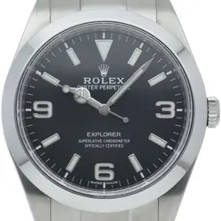 ROLEX Explorer 1 late model 214270 Box Warranty Stainless Steel mensWatch bl...