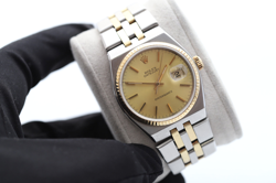 ROLEX DATEJUST OYSTERQUARTZ 17013 18K YELLOW GOLD CHAMPAGNE DIAL 36MM MENS WATCH