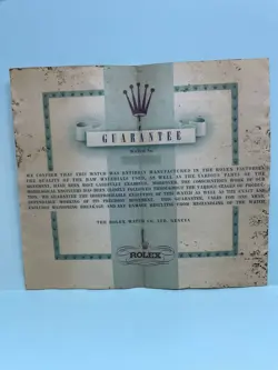 VINTAGE RARE ROLEX WATCH -1950S OPEN HAND WRITTEN BLANK CERTIFICATE GUARANTEE R3
