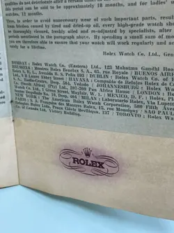Vintage Rare Rolex Watch -1950s Open Hand Written Blank Certificate Guarantee R3