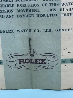 Vintage Rare Rolex Watch -1950s Open Hand Written Blank Certificate Guarantee R3