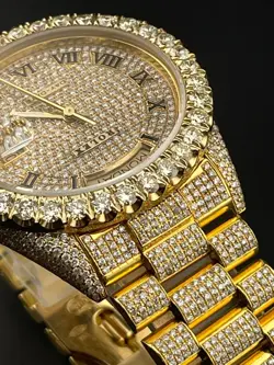 ROLEX DAY-DATE 36MM 18038 YELLOW GOLD PRESIDENTIAL ICED OUT WATCH 18CT