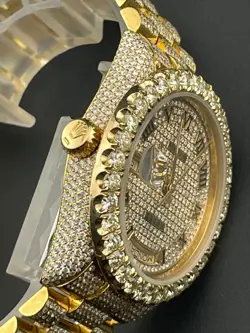 ROLEX DAY-DATE 36MM 18038 YELLOW GOLD PRESIDENTIAL ICED OUT WATCH 18CT