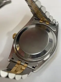 Rolex Date 34mm Two Tone White Roman Watch Model 15053