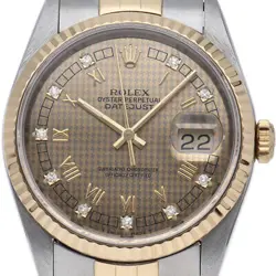 ROLEX DATEJUST MEN'S WATCH 10P DIAMOND HOUNDSTOOTH HOUNDSTOOTH 16233G(S) K18...