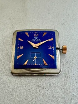 VINT Rolex square Marconi blue  dial   swiss made wind up ca 57 NO RESERVE PRICE