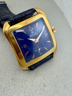 VINT Rolex square Marconi blue  dial   swiss made wind up ca 57 NO RESERVE PRICE