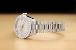 ROLEX LADIES 6517 DATE PRESIDENT 18K WHITE GOLD SILVER DIAMOND WATCH