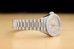 ROLEX LADIES 6517 DATE PRESIDENT 18K WHITE GOLD SILVER DIAMOND WATCH