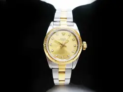 24.5MM 18K GOLD STAINLESS ROLEX OYSTER PERPETUAL BRACELET WRISTWATCH
