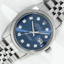 ROLEX DATEJUST 36 BLUE DIAMOND DIAL STEEL AND 18K WHITE GOLD FLUTED BEZEL