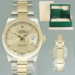 2023 ROLEX DATEJUST 36MM CHAMPAGNE MOTIF TWO TONE GOLD OYSTER 126233 WATCH BOX