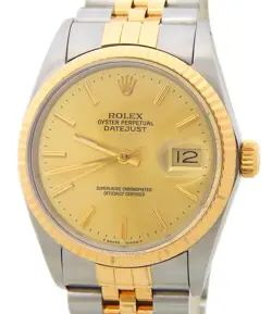 ROLEX DATEJUST 16013 2TONE 18K YELLOW GOLD STAINLESS STEEL WATCH CHAMPAGNE DIAL