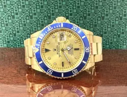 ROLEX SUBMARINER 18K YELLOW GOLD SERTI DIAL FULL SET 16618 N SERIAL