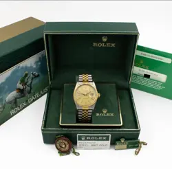 MENS ROLEX OP DATEJUST WATCH 16013 CHAMPAGNE DIAL 36MM FULL SET