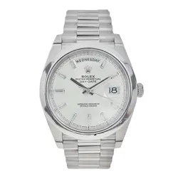 2021 ROLEX DAY-DATE PRESIDENT 40MM PLATINUM SILVER BAGUETTE DIAL 228206 B+P