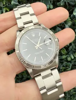 2002 ROLEX DATEJUST TURN-O-GRAPH THUNDERBIRD 16264 BLACK DIAL BOX & PAPERS
