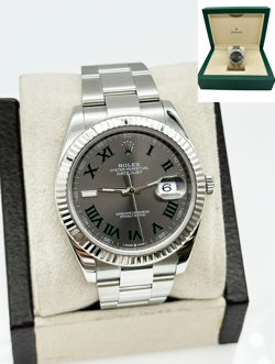 ROLEX DATEJUST 41 126334 WIMBLEDON DIAL STAINLESS STEEL 18K GOLD BEZEL BOX
