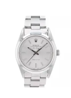 ROLEX AIR-KING 14000 34MM STEEL SILVER INDEX DIAL SMOOTH BEZEL OYSTER BAND
