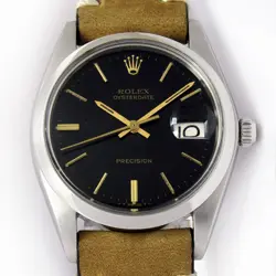 ROLEX OYSTER DATE PRECISION BLACK DIAL MENS VINTAGE WATCH 6694